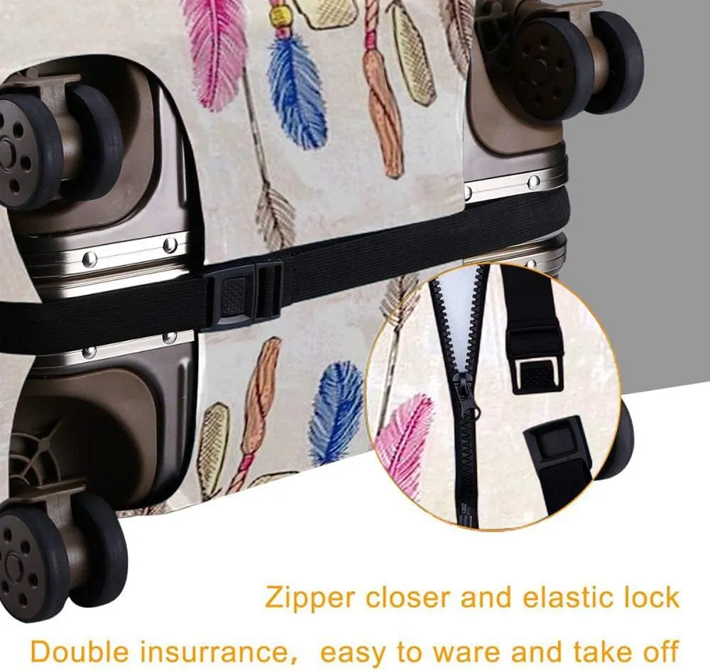 WONDERTIFY Dream Catcher Luggage Cover Dreamcatcher Ethnic Tribal Native Feathers Washable Suitcase Protector Anti-Scratch Suitcase Cover Fits 22-24 Inch