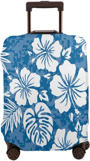 WONDERTIFY Flower Suitcase Cover Aloha Hawaiian Tropical Hawaii Hibiscus Floral Camo Travel Elastic Protective Washable Suitcase Protector White Fits 25 To 28 Inch