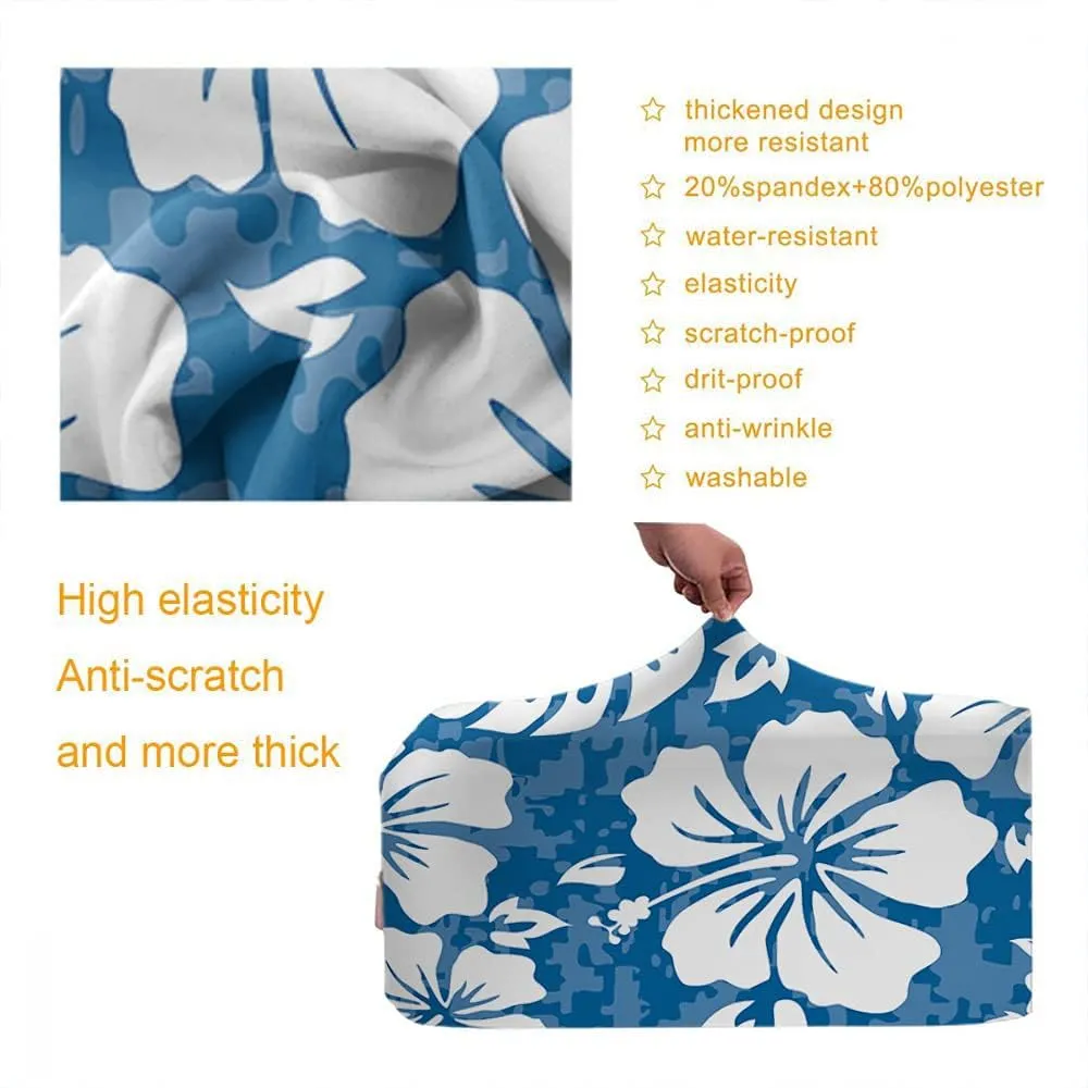 WONDERTIFY Flower Suitcase Cover Aloha Hawaiian Tropical Hawaii Hibiscus Floral Camo Travel Elastic Protective Washable Suitcase Protector White Fits 25 To 28 Inch