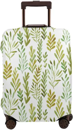 Wondertify Flowers And Plants Suitcase Cover Original Floral Leave On White Travel Elastic Protective Washable Suitcase Protector Fits 25 To 28 Inch