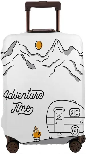 WONDERTIFY Retro Camper Luggage Cover RV Camping Tent Road Mountains Trip Van Travel Trailers Washable Suitcase Protector Anti-Scratch Suitcase Cover Line Style Fits 22-24 Inch