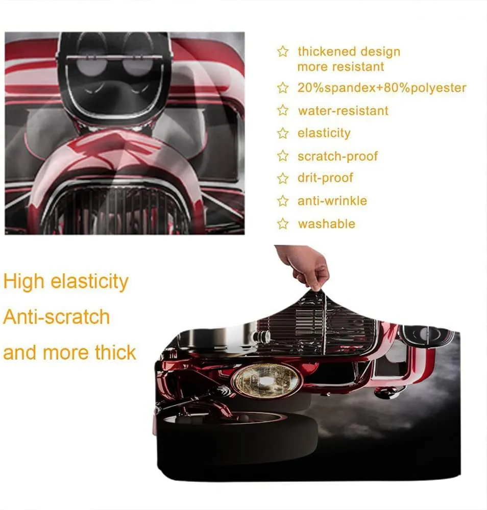 WONDERTIFY Steam Engine Old Car Travel Suitcase Protector Vintage 3D American Hot Rod Roadster Smoke Race Washable Elastic Luggage Cover With Concealed Zipper Fits 18-21 Inch