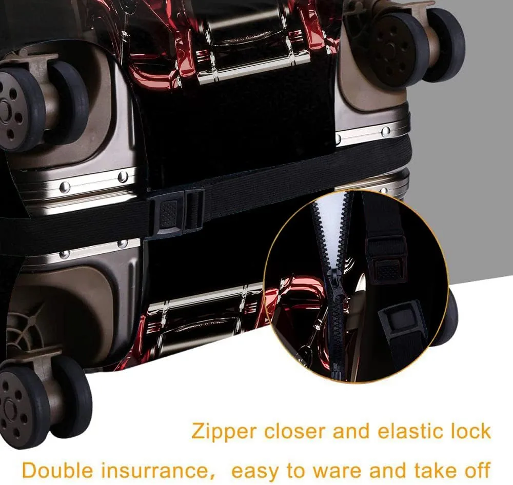 WONDERTIFY Steam Engine Old Car Travel Suitcase Protector Vintage 3D American Hot Rod Roadster Smoke Race Washable Elastic Luggage Cover With Concealed Zipper Fits 18-21 Inch