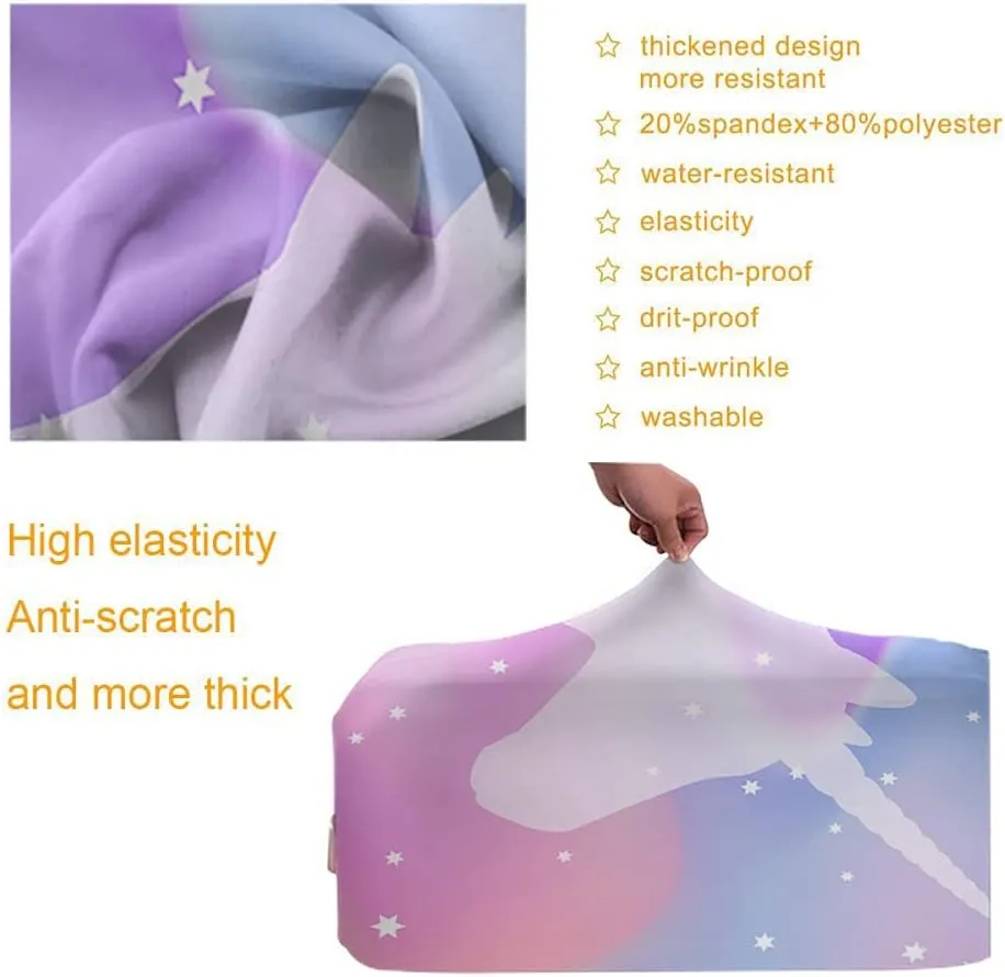Wondertify Unicorn Holographic Travel Suitcase Protector Bokeh Sparkle Magical Stars Washable Elastic Luggage Cover With Concealed Zipper Fits 18-21 Inch