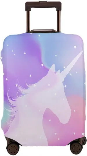 Wondertify Unicorn Holographic Travel Suitcase Protector Bokeh Sparkle Magical Stars Washable Elastic Luggage Cover With Concealed Zipper Fits 18-21 Inch