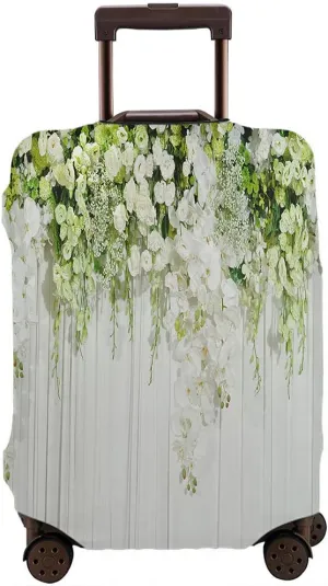 Wondertify Wedding Flower Backdrop Travel Suitcase Protector Bouquet Fresh Green Leaf Romantic Rose Elastic Washable Luggage Cover With Concealed Zipper Fits 29-32 Inch Colorful