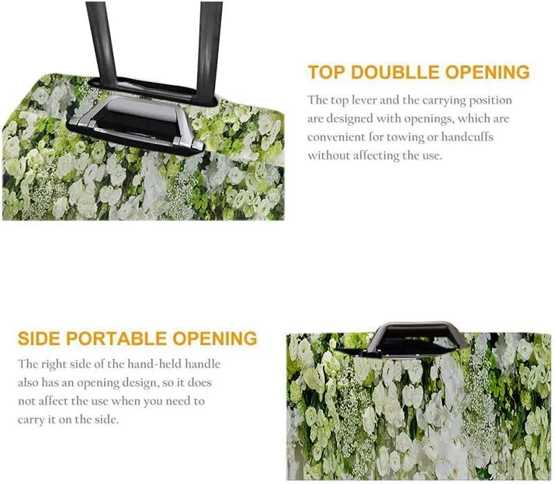 Wondertify Wedding Flower Backdrop Travel Suitcase Protector Bouquet Fresh Green Leaf Romantic Rose Elastic Washable Luggage Cover With Concealed Zipper Fits 29-32 Inch Colorful