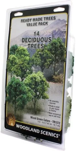 Woodland Scenics TR1572 Mix Green Decid Trees 3-5 (14) WOOU9572