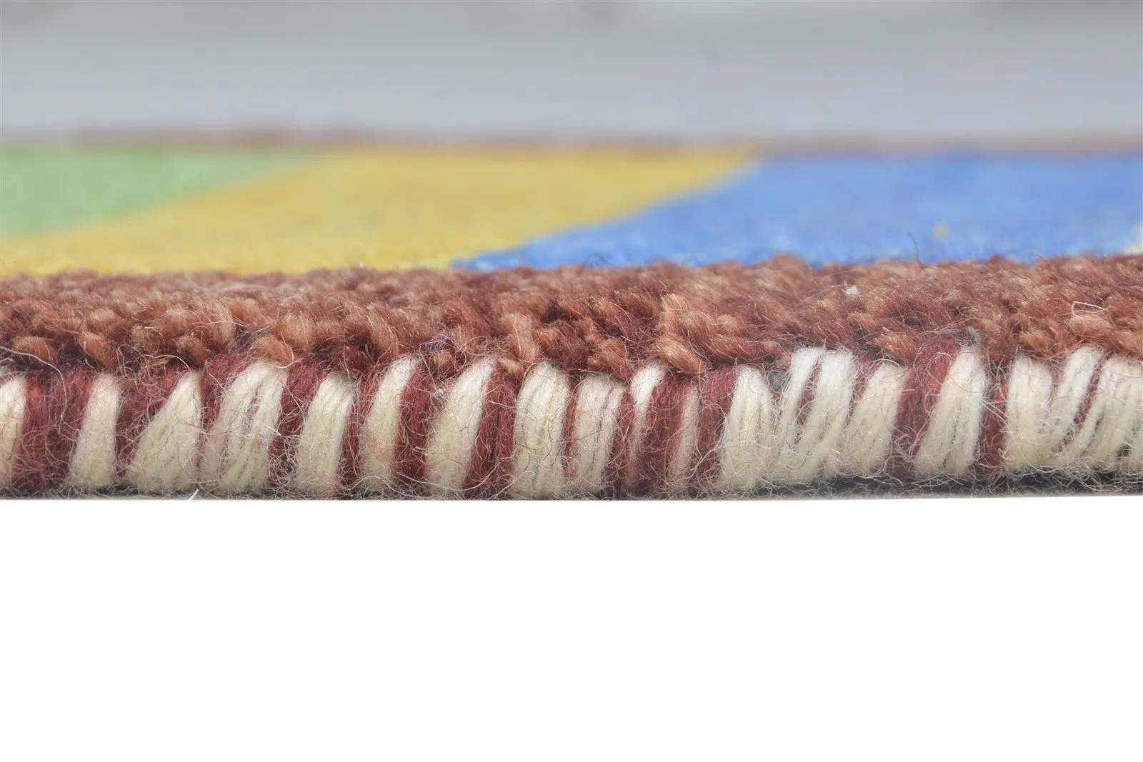 Wool Multi Color Rug 1X2 Southwestern Hand Knotted Gabbeh Striped Small Carpet