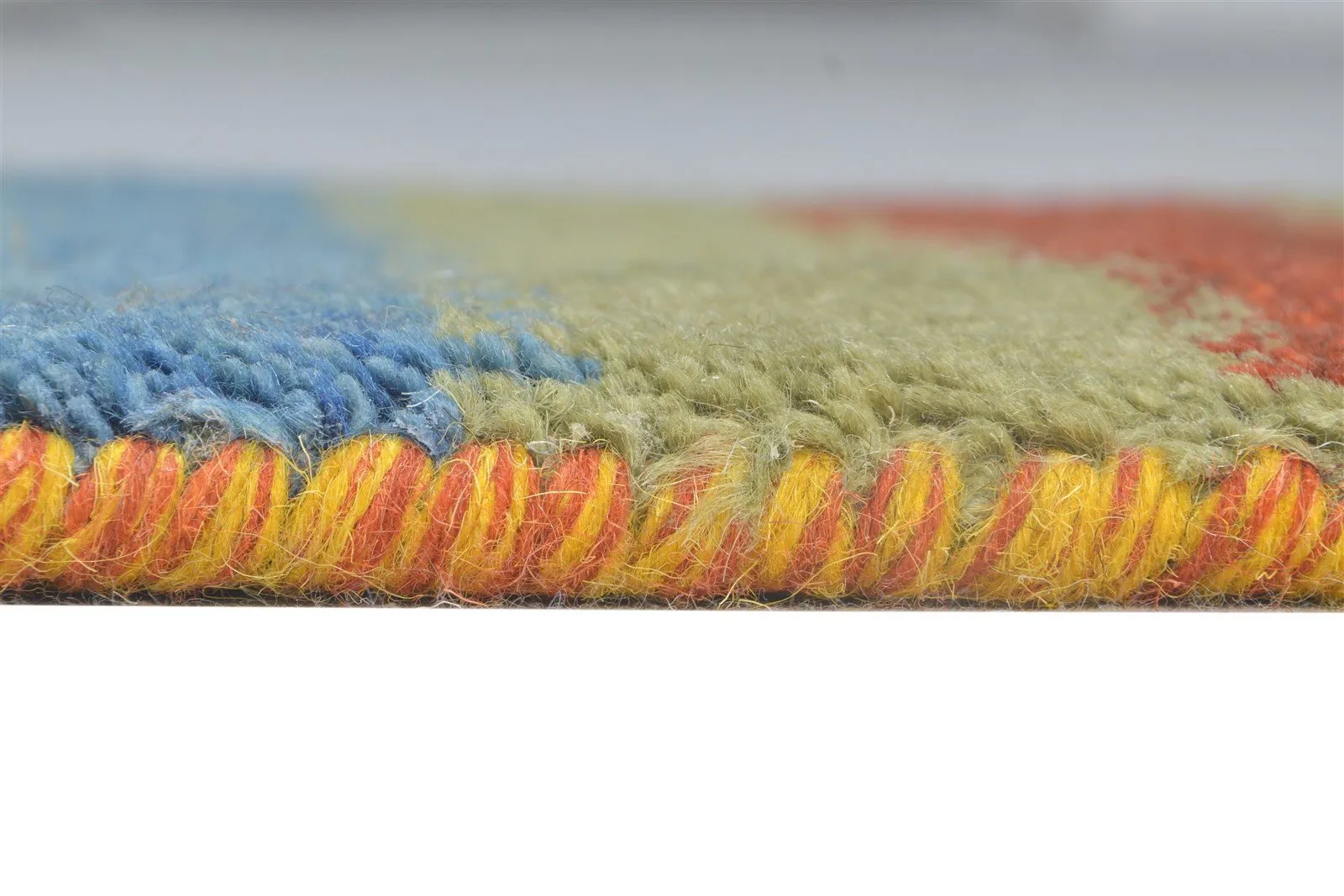 Wool Multi Color Rug 1X2 Southwestern Hand Knotted Gabbeh Striped Small Carpet