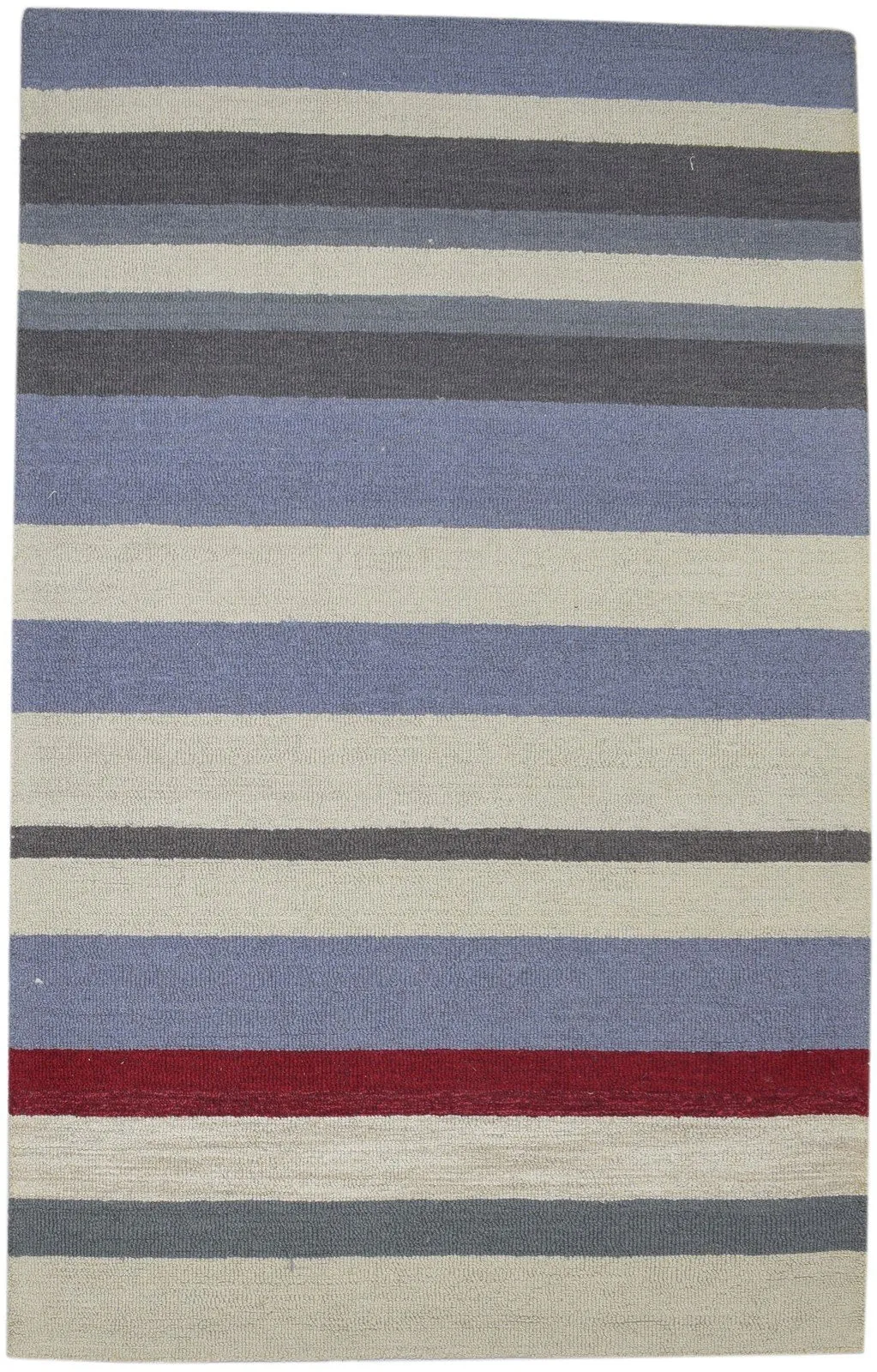 Wool Multi Color Rug 5X8 Modern Hand Tufted Scandinavian Striped Room Size