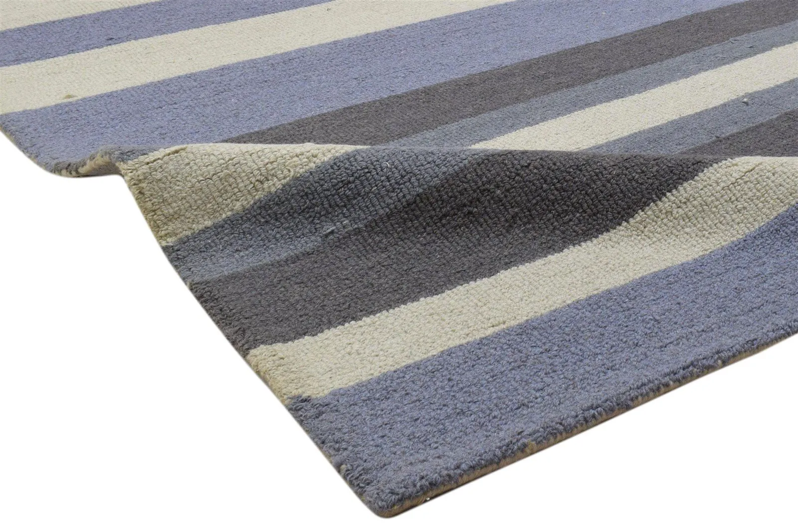 Wool Multi Color Rug 5X8 Modern Hand Tufted Scandinavian Striped Room Size