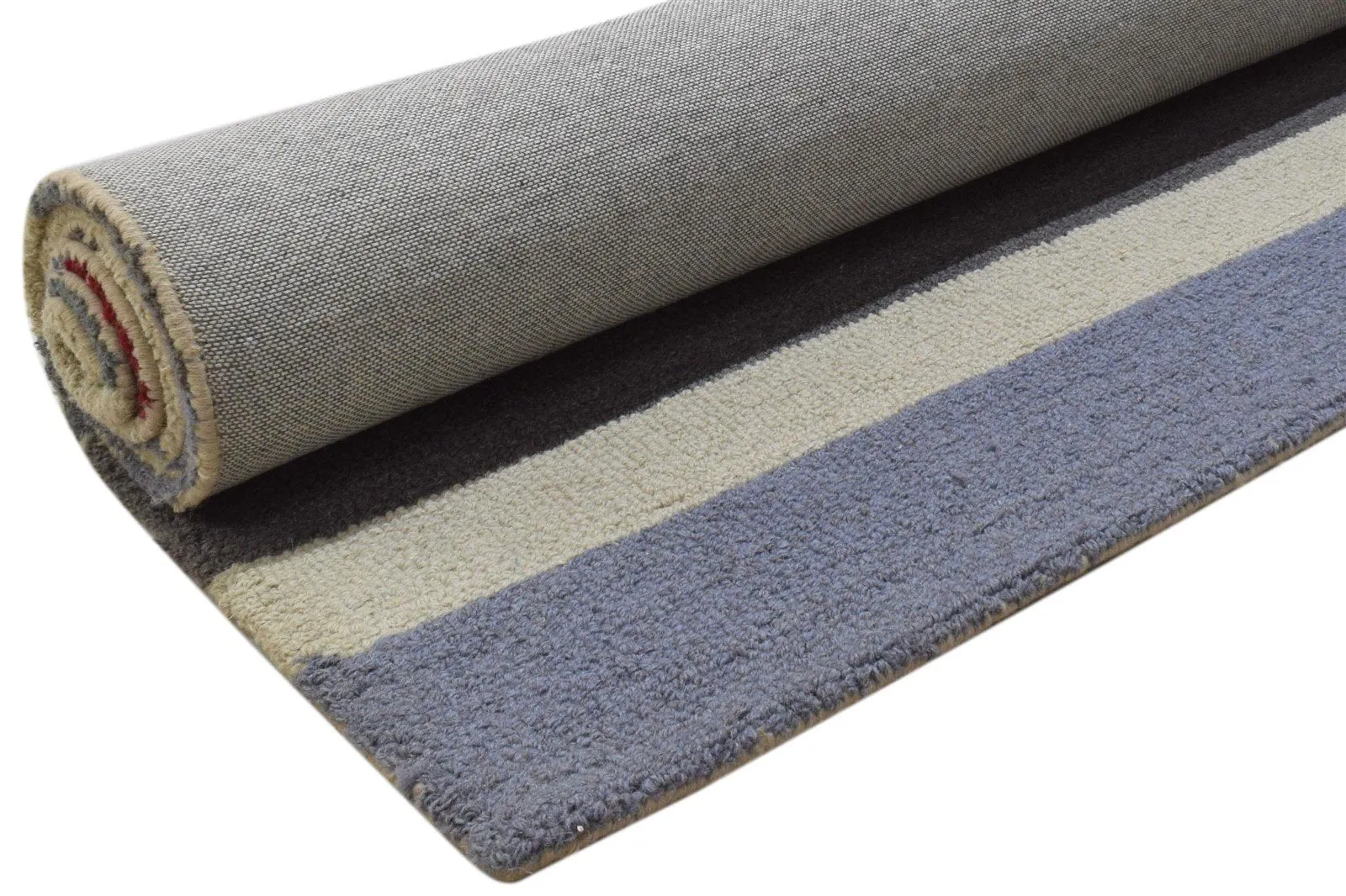 Wool Multi Color Rug 5X8 Modern Hand Tufted Scandinavian Striped Room Size