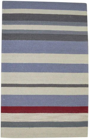 Wool Multi Color Rug 5X8 Modern Hand Tufted Scandinavian Striped Room Size