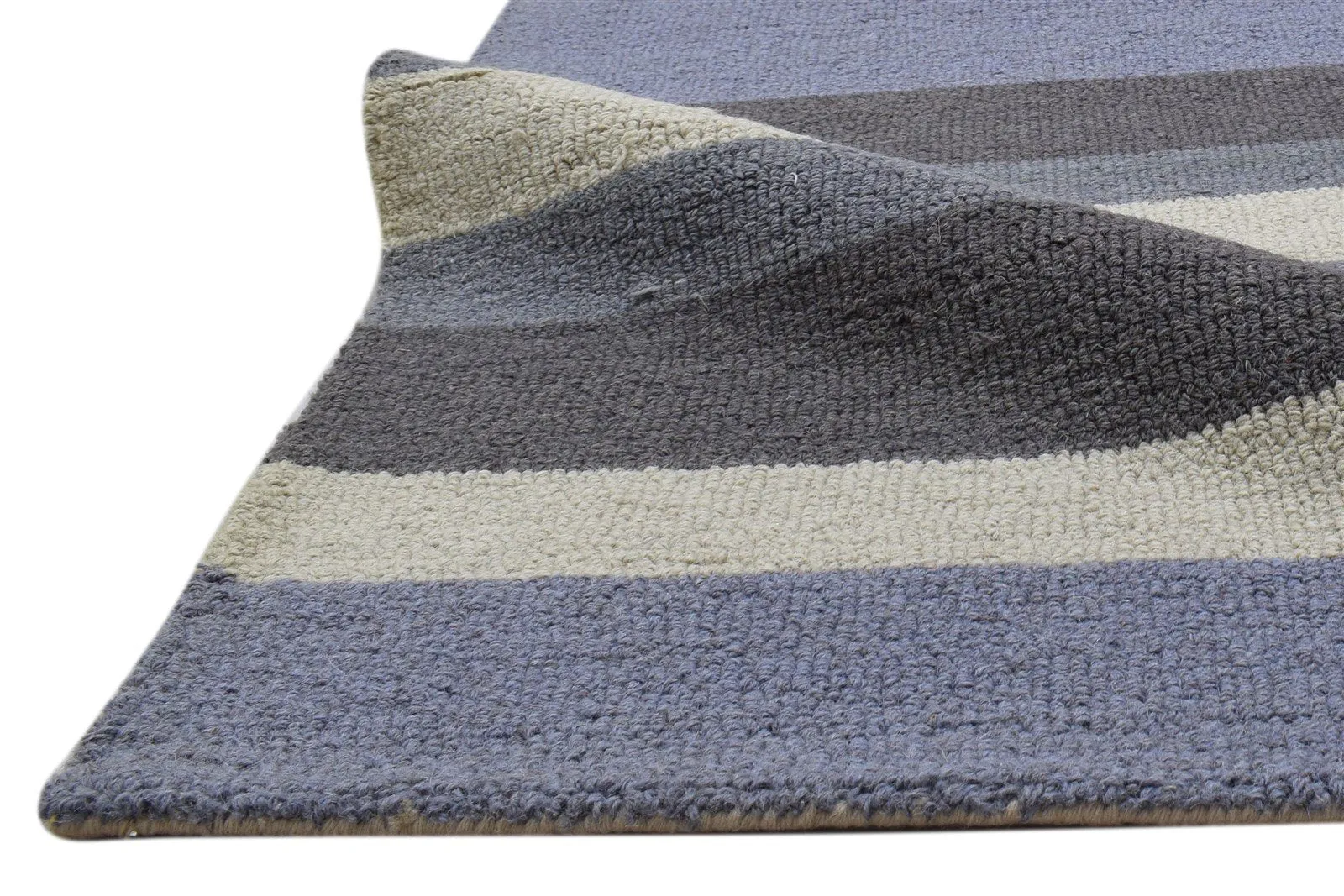 Wool Multi Color Rug 5X8 Modern Hand Tufted Scandinavian Striped Room Size
