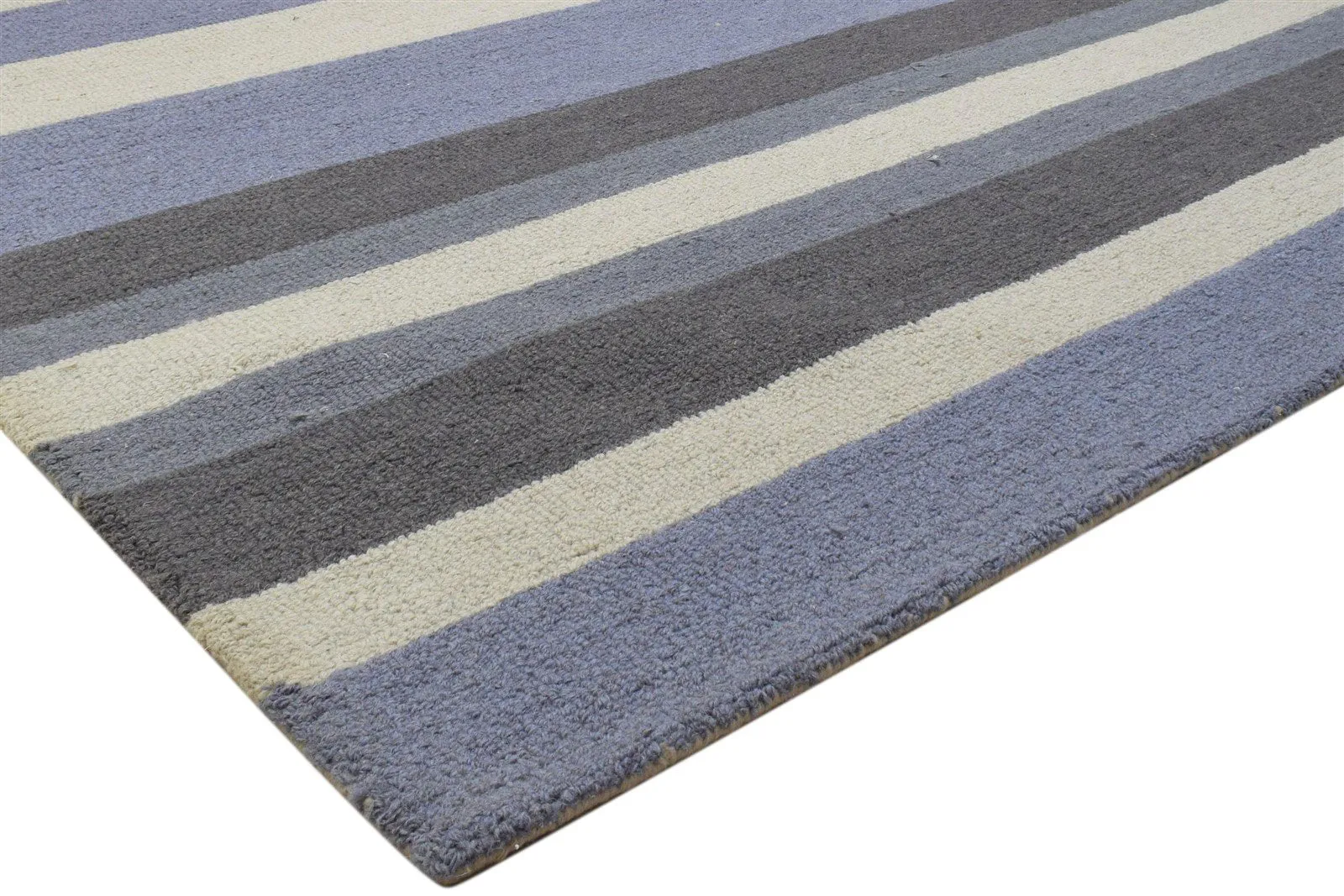 Wool Multi Color Rug 5X8 Modern Hand Tufted Scandinavian Striped Room Size