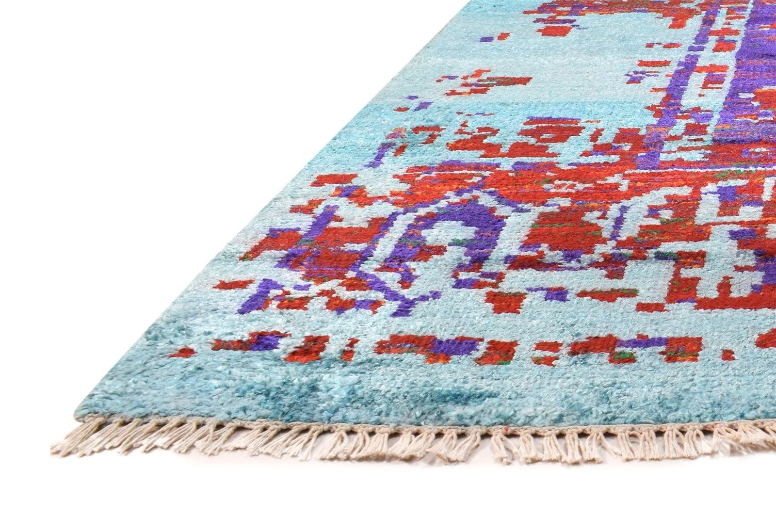 Wool / Silk Multi Color Rug 8X10 Persian Hand Knotted Bohemian Oriental Large