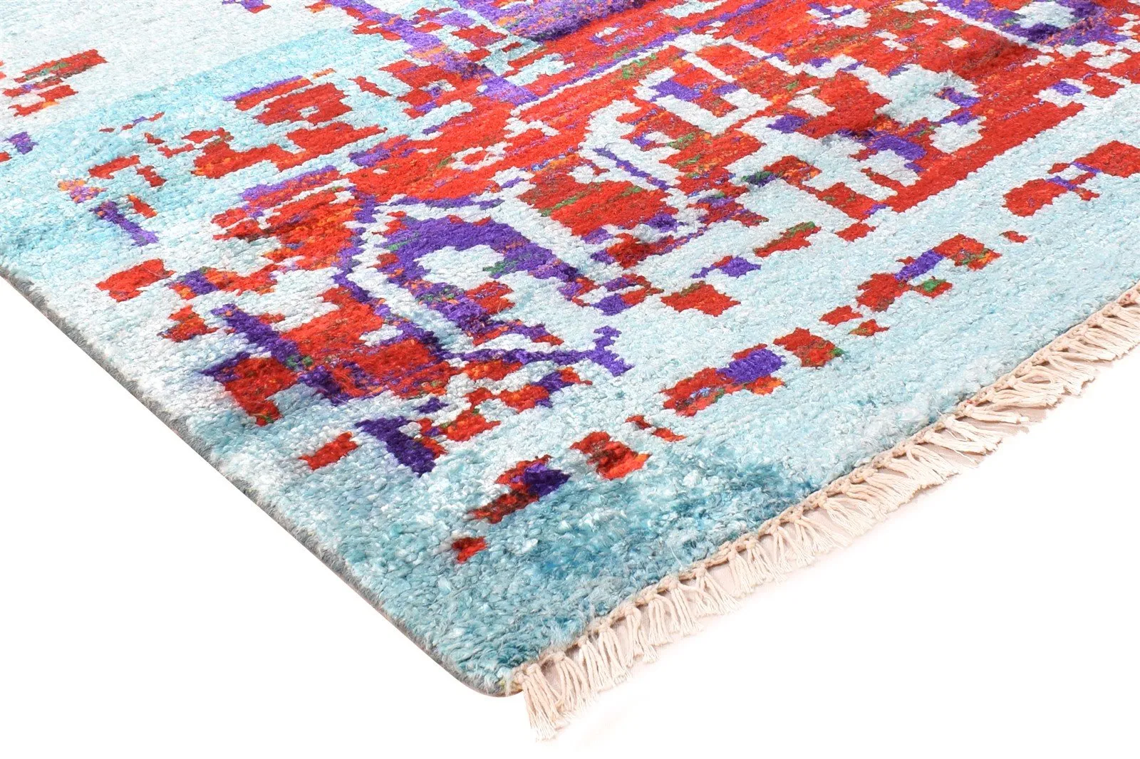 Wool / Silk Multi Color Rug 8X10 Persian Hand Knotted Bohemian Oriental Large