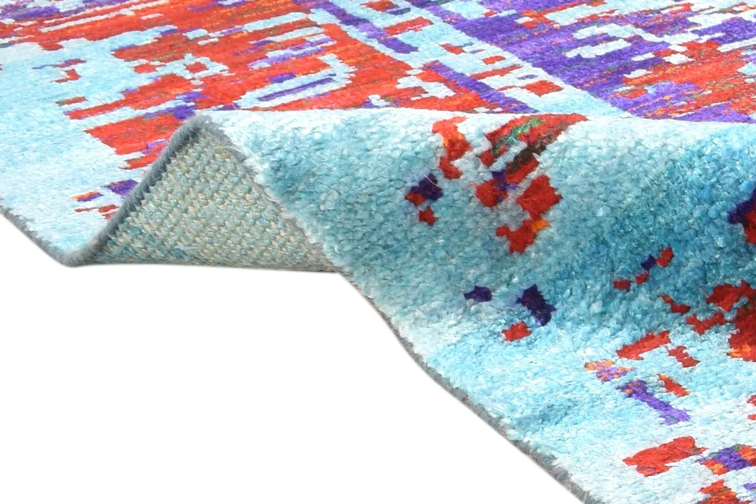 Wool / Silk Multi Color Rug 8X10 Persian Hand Knotted Bohemian Oriental Large