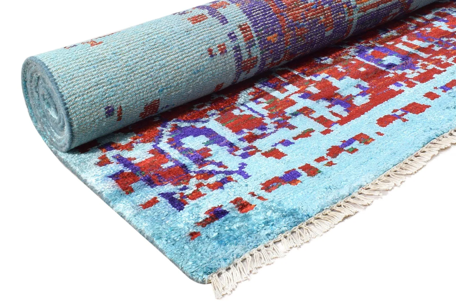 Wool / Silk Multi Color Rug 8X10 Persian Hand Knotted Bohemian Oriental Large
