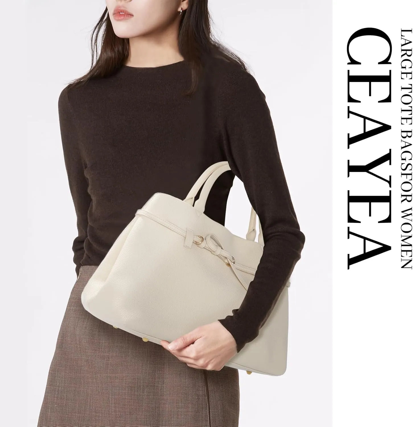 Work Tote Purses and Handbags for Women Vegan Leather Belted Top-handle Satchel Shoulder Bags with Long Strap