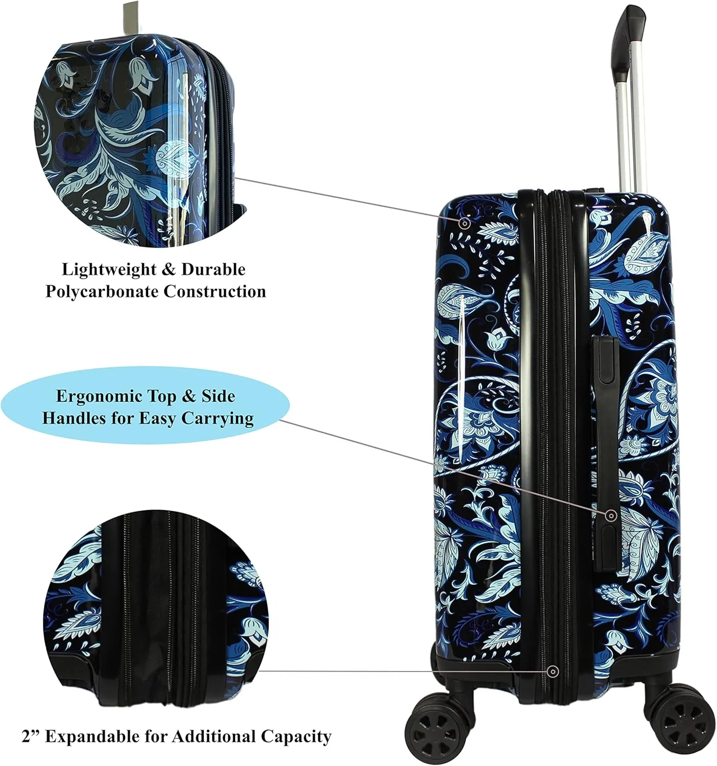World Traveler Seasons Hardside 2-Piece Carry-On Spinner Luggage Set, Paisley, One_Size