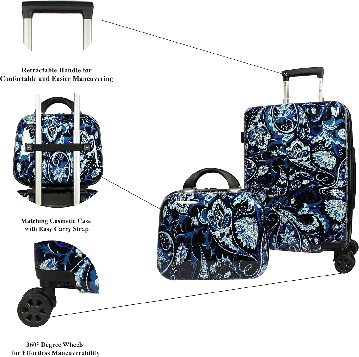 World Traveler Seasons Hardside 2-Piece Carry-On Spinner Luggage Set, Paisley, One_Size