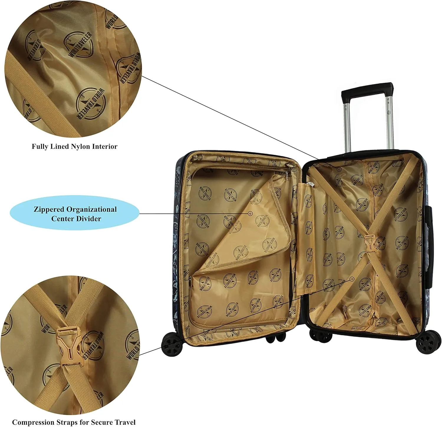 World Traveler Seasons Hardside 2-Piece Carry-On Spinner Luggage Set, Paisley, One_Size