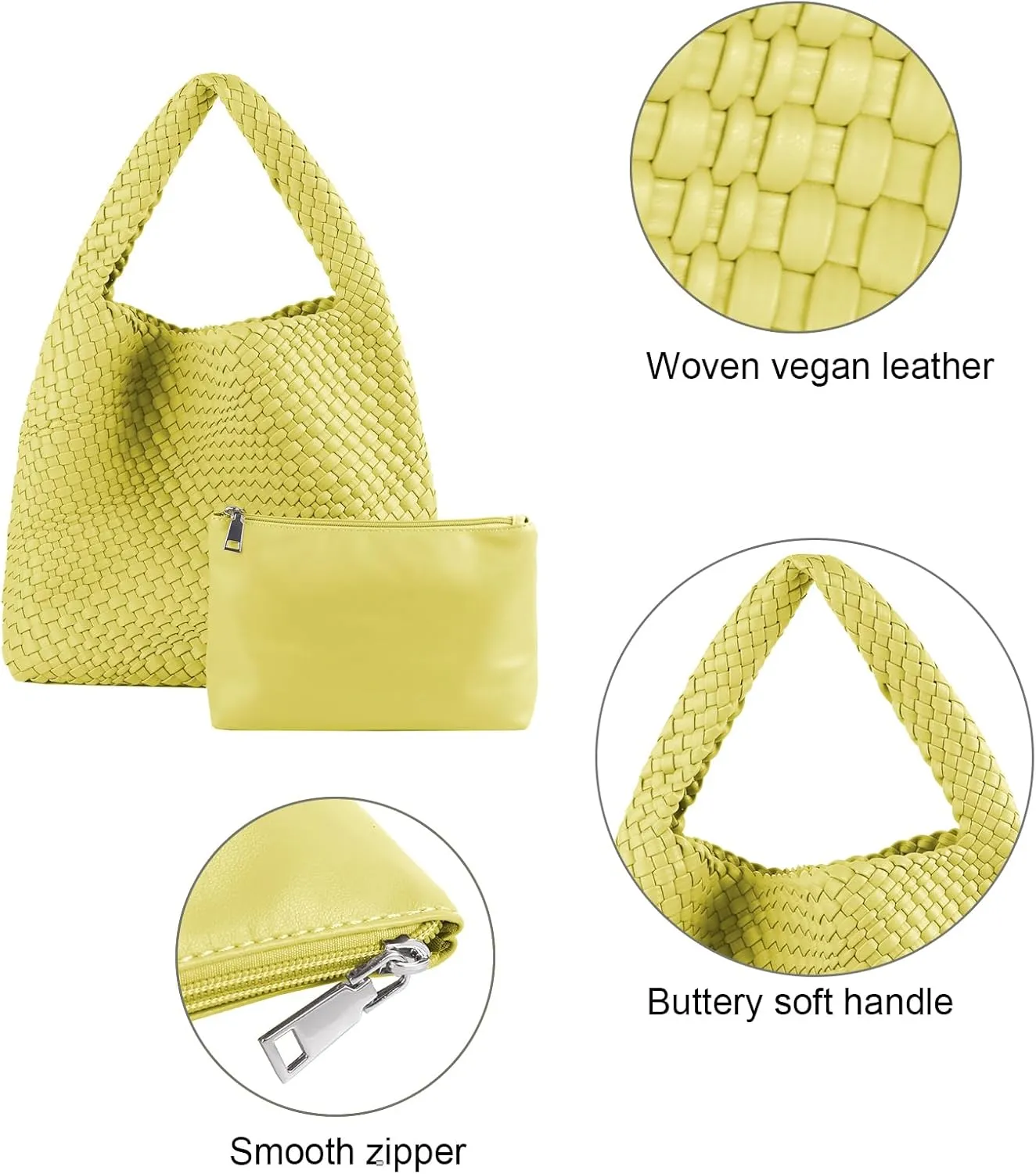 Woven Bag for Women, Vegan Leather Hobo Tote Bags, Top-handle Handmade Purse