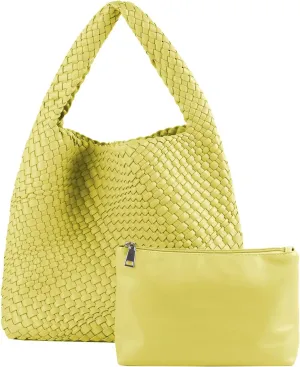 Woven Bag for Women, Vegan Leather Hobo Tote Bags, Top-handle Handmade Purse