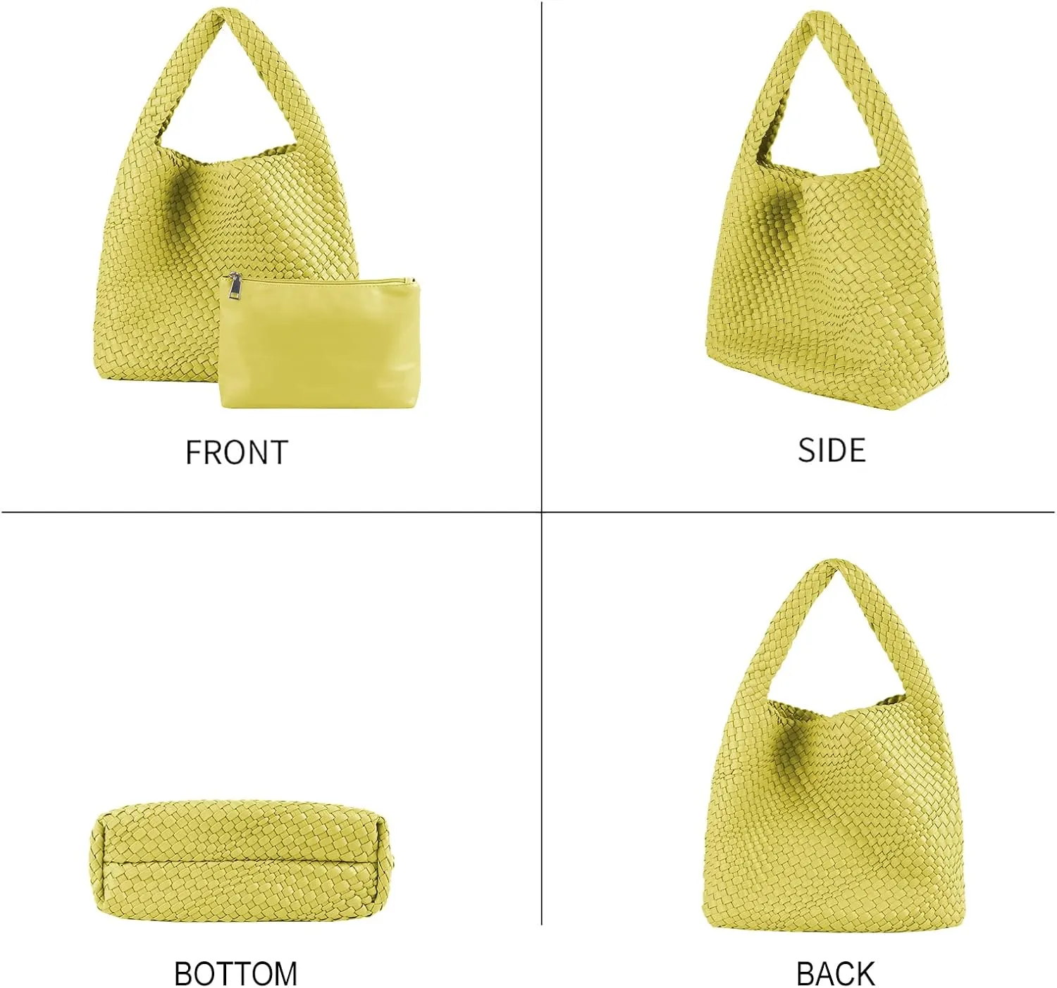 Woven Bag for Women, Vegan Leather Hobo Tote Bags, Top-handle Handmade Purse