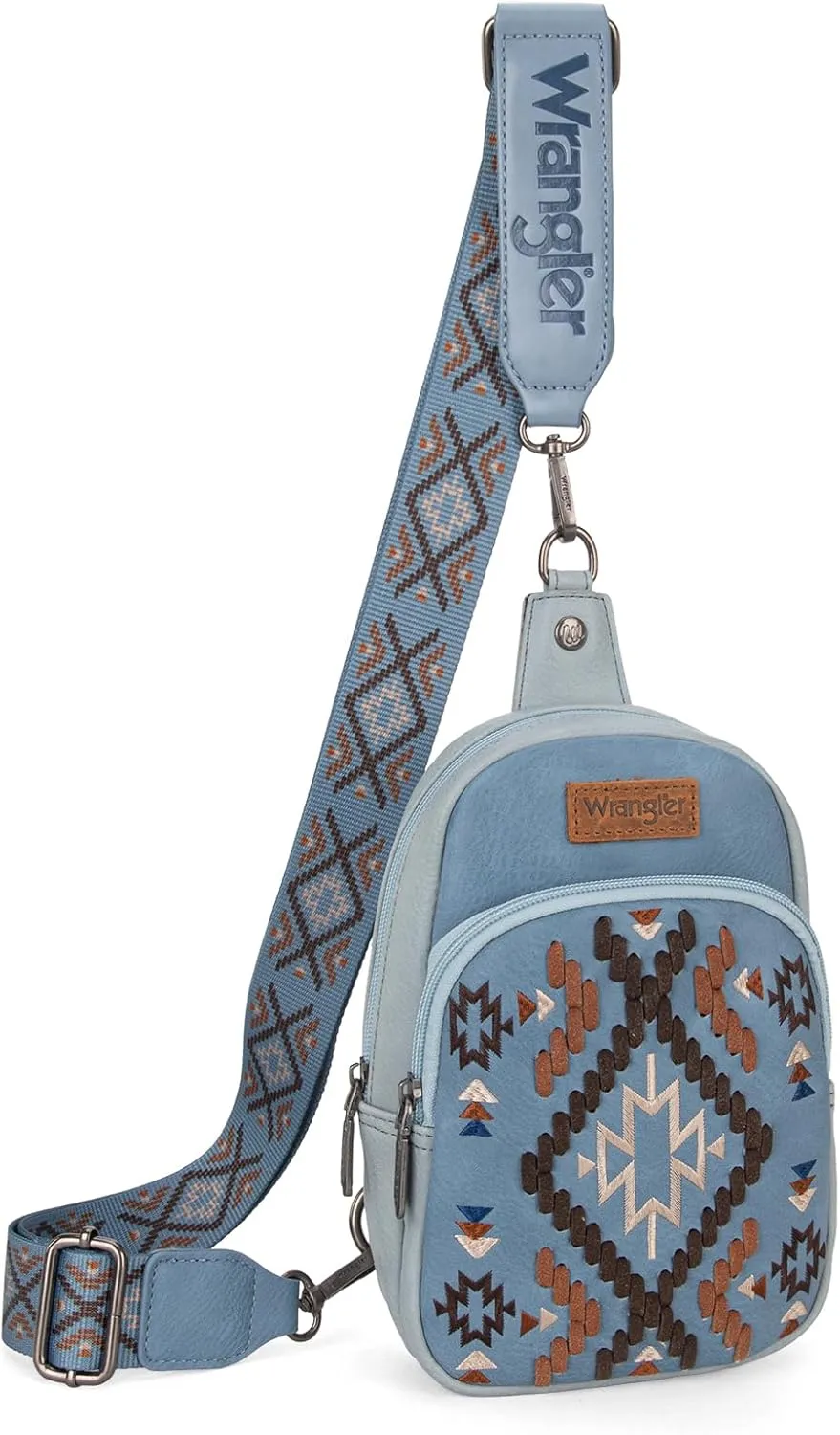 Wrangler Aztec Crossbody Sling Bag for Women - Fanny Pack & Chest Bag Purse