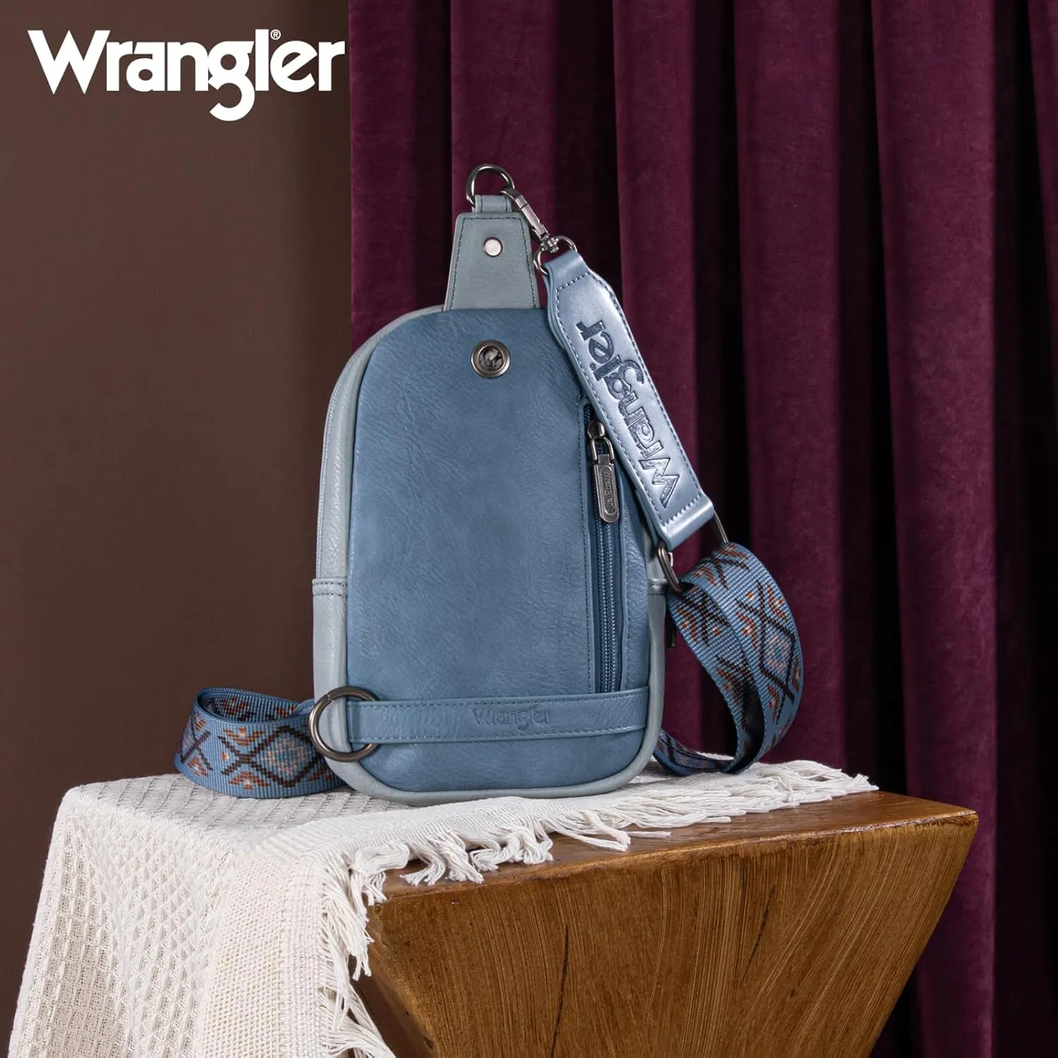 Wrangler Aztec Crossbody Sling Bag for Women - Fanny Pack & Chest Bag Purse