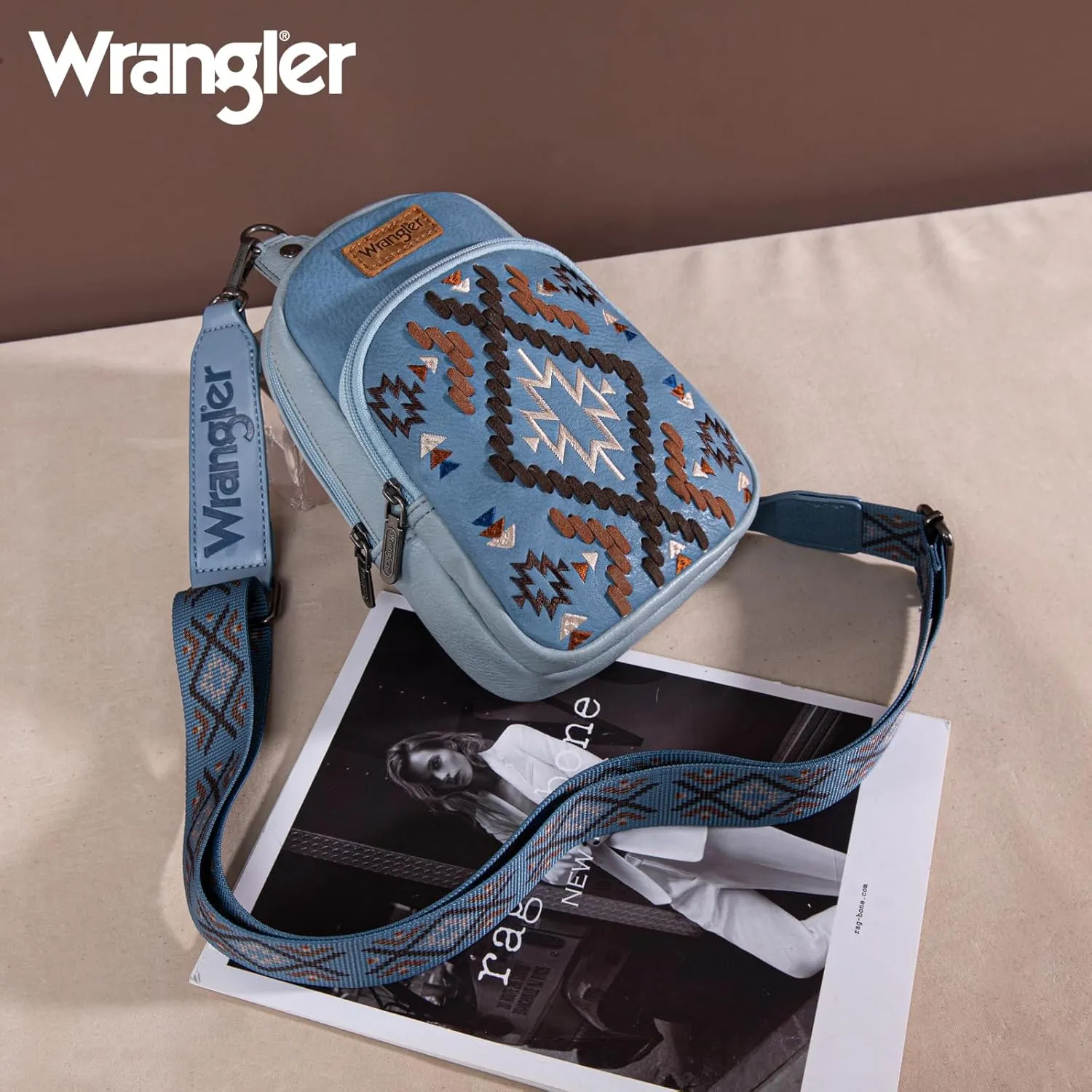 Wrangler Aztec Crossbody Sling Bag for Women - Fanny Pack & Chest Bag Purse