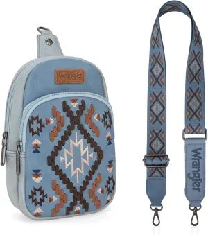 Wrangler Aztec Crossbody Sling Bag for Women - Fanny Pack & Chest Bag Purse