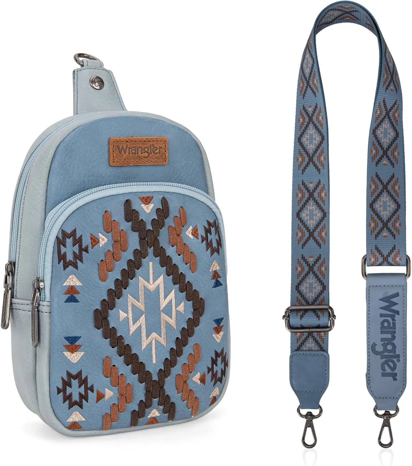 Wrangler Aztec Crossbody Sling Bag for Women - Fanny Pack & Chest Bag Purse