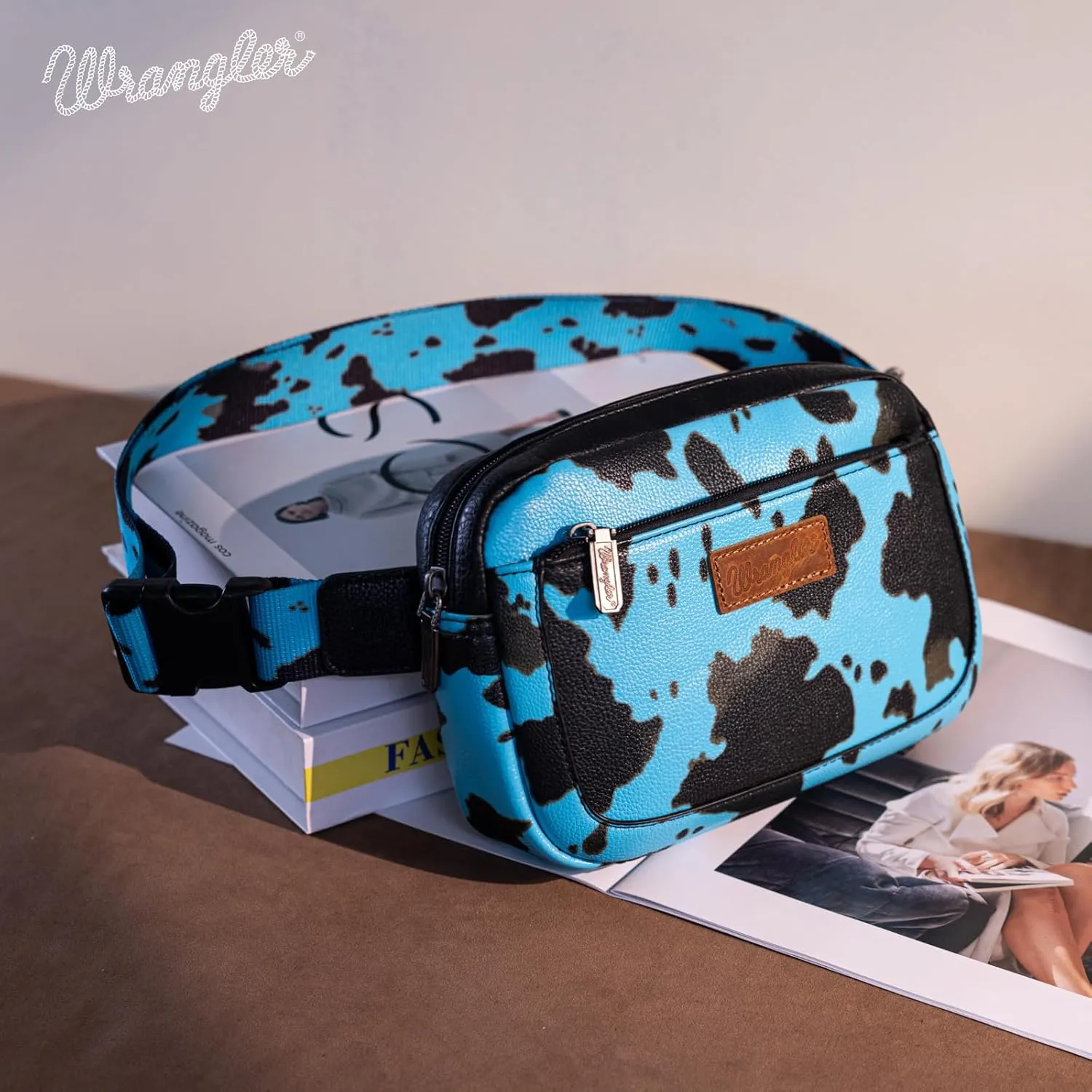 Wrangler Cow Print Waist Pack Western Belt Bag for Women with Adjustable Strap