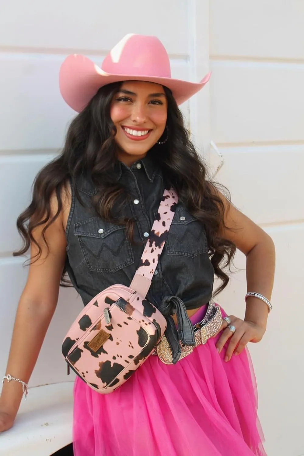 Wrangler Cow Print Waist Pack Western Belt Bag for Women with Adjustable Strap