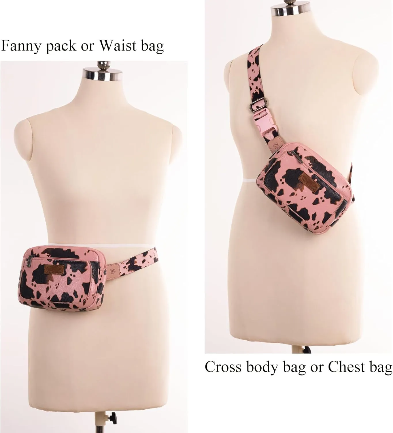 Wrangler Cow Print Waist Pack Western Belt Bag for Women with Adjustable Strap