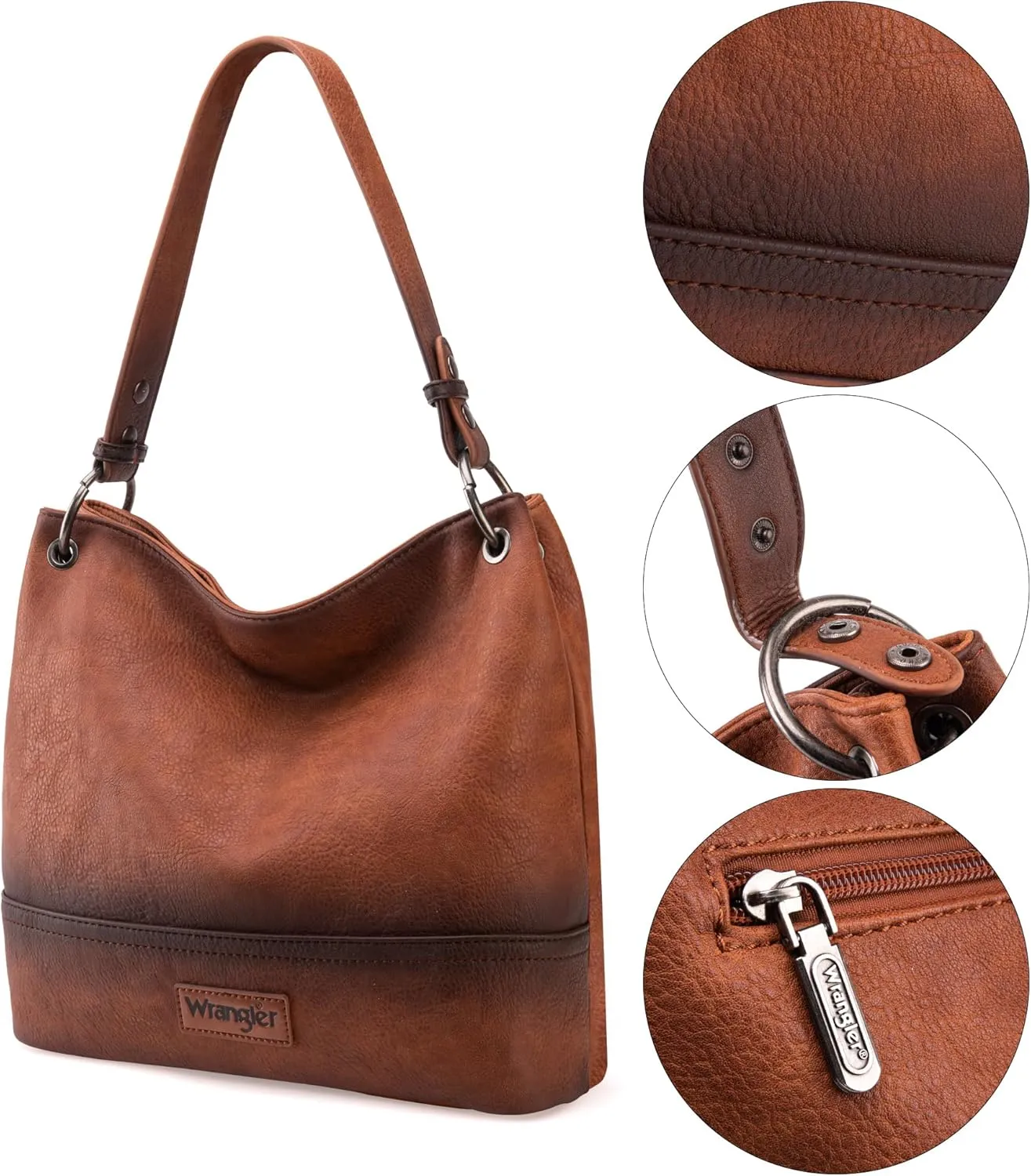 Wrangler Hobo Bags for Women Vegan Leather Top Handle Shoulder Purses and Handbags