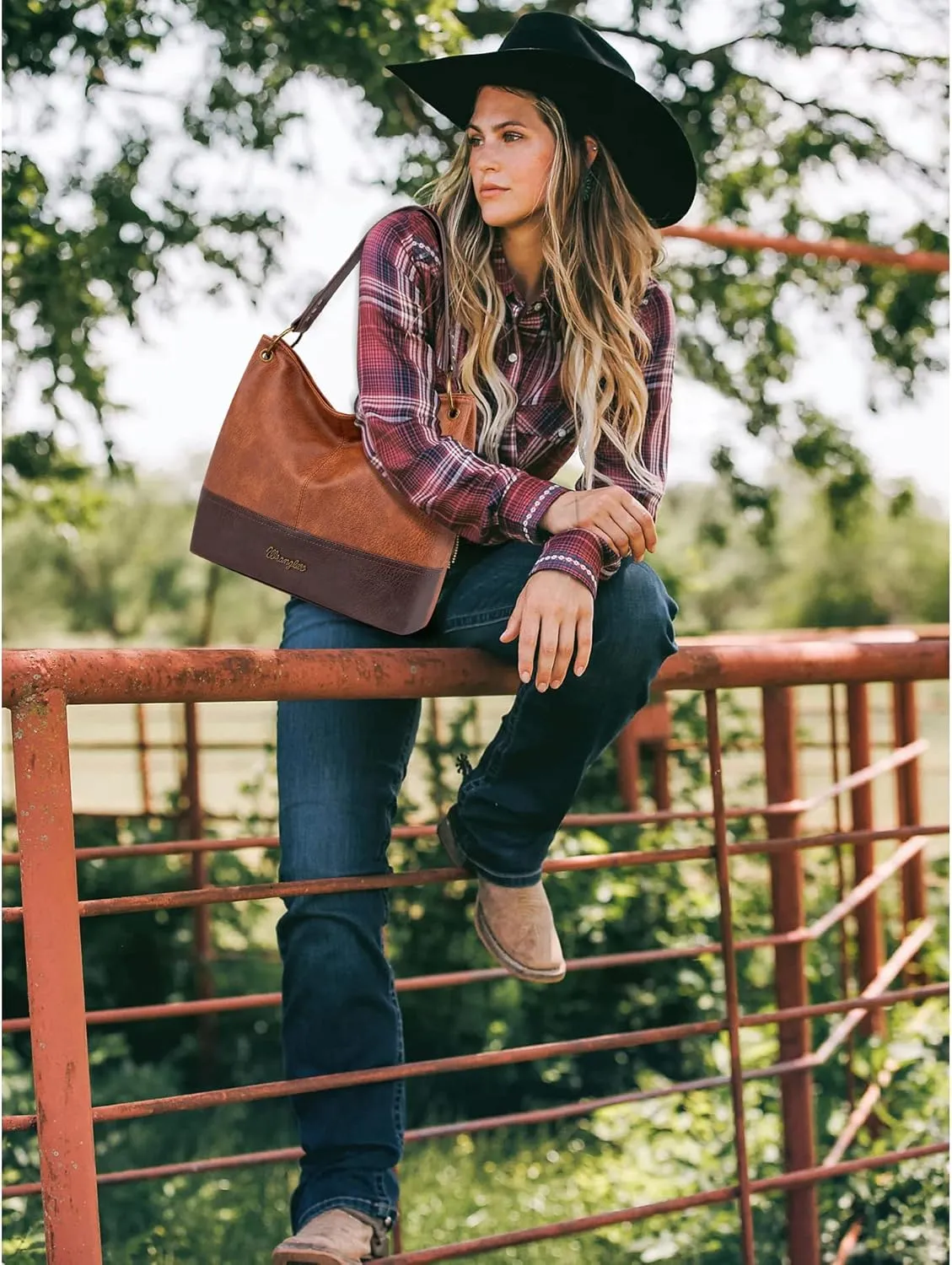 Wrangler Hobo Bags for Women Vegan Leather Top Handle Shoulder Purses and Handbags