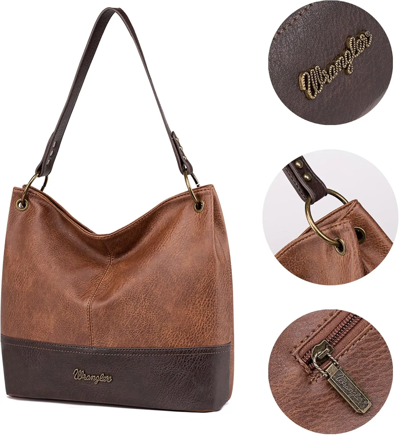 Wrangler Hobo Bags for Women Vegan Leather Top Handle Shoulder Purses and Handbags