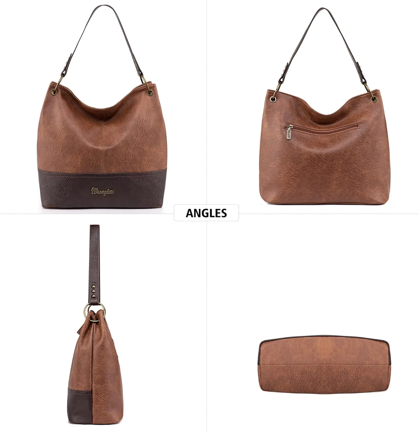 Wrangler Hobo Bags for Women Vegan Leather Top Handle Shoulder Purses and Handbags
