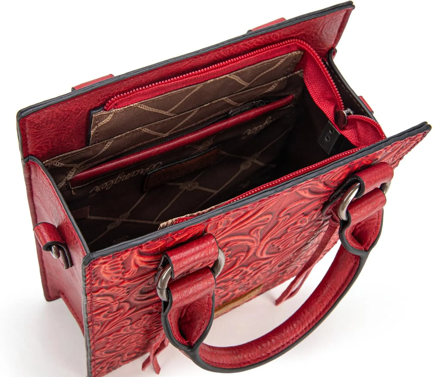 Wrangler Small Crossbody Bag for Women Tooling Top Handle Handbags and Mini Tote Bag