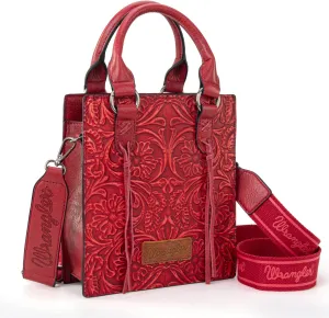 Wrangler Small Crossbody Bag for Women Tooling Top Handle Handbags and Mini Tote Bag