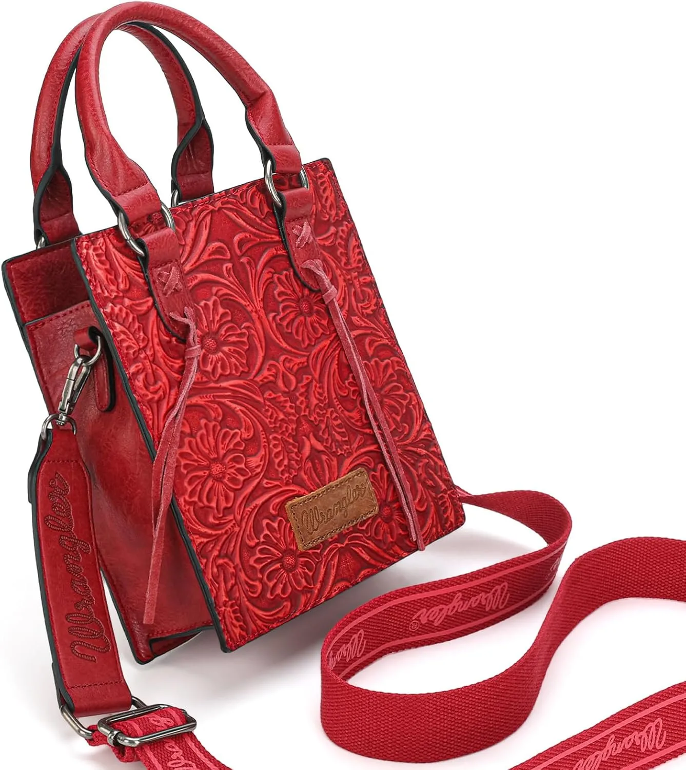 Wrangler Small Crossbody Bag for Women Tooling Top Handle Handbags and Mini Tote Bag