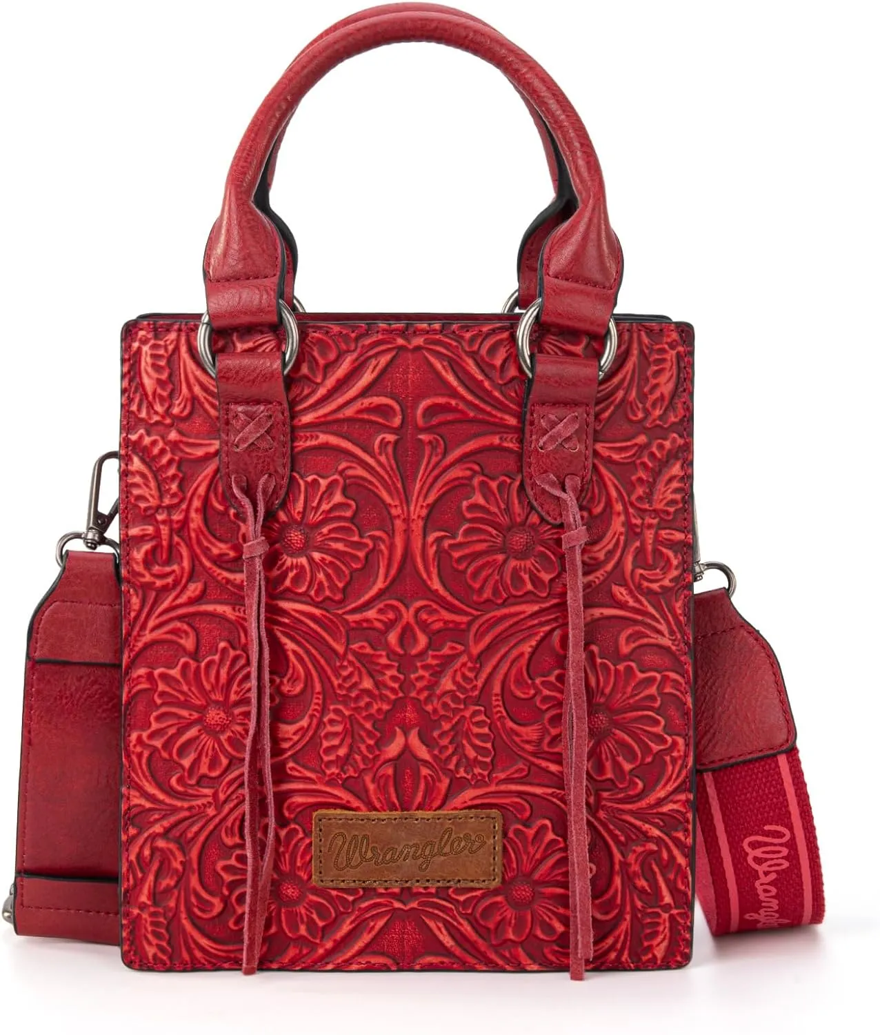 Wrangler Small Crossbody Bag for Women Tooling Top Handle Handbags and Mini Tote Bag