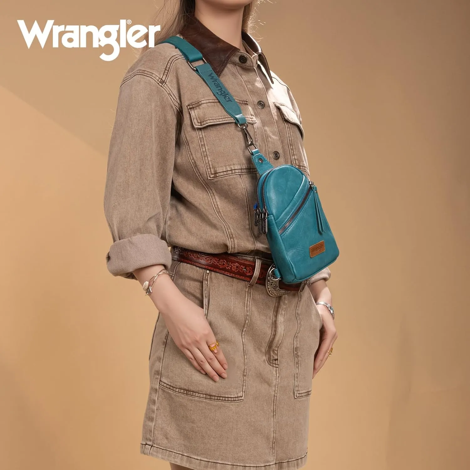 Wrangler Small Crossbody Sling Bags for Women Fanny Packs Chest Bag for Travel Gift