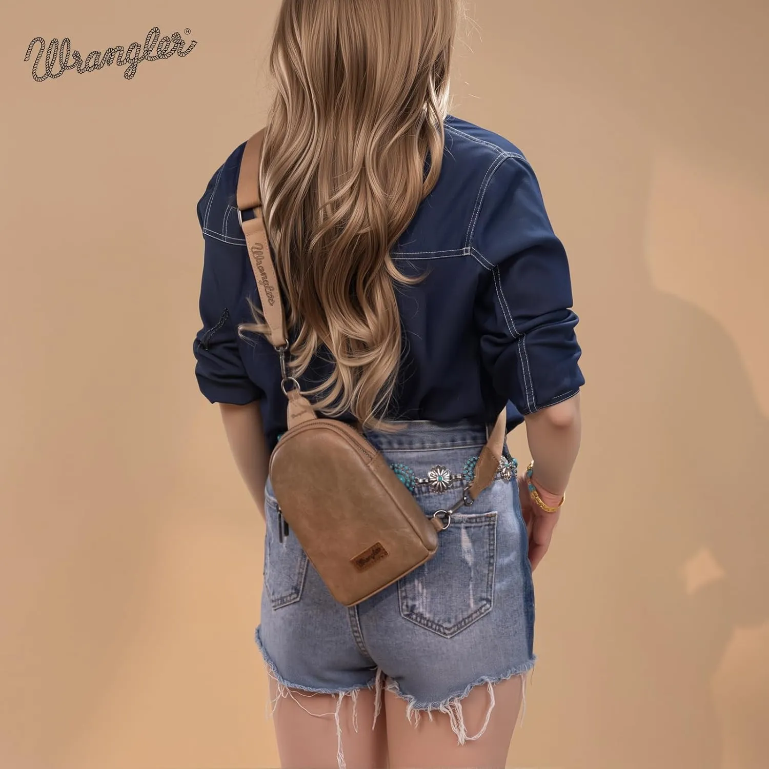 Wrangler Small Crossbody Sling Bags for Women Fanny Packs Chest Bag for Travel Gift