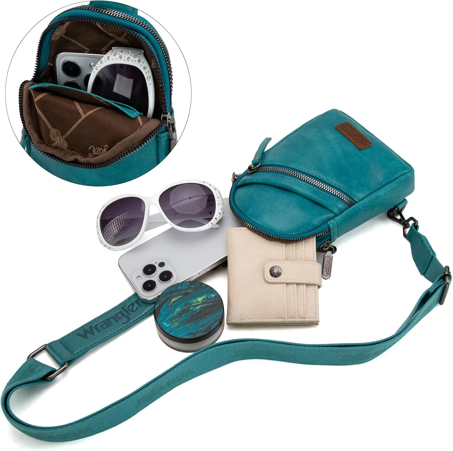 Wrangler Small Crossbody Sling Bags for Women Fanny Packs Chest Bag for Travel Gift